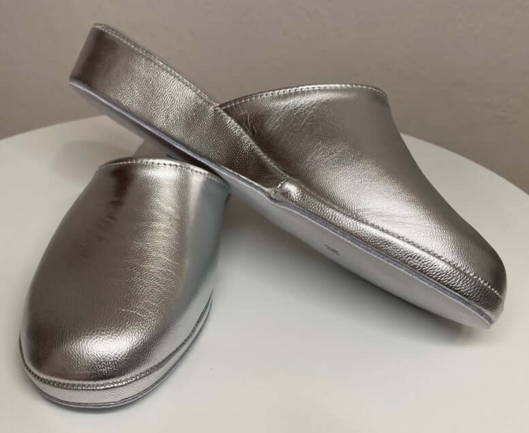 202 Nappa Argento suola Bufalo Ciabatte da camera Donna Original Milly Made in Italy