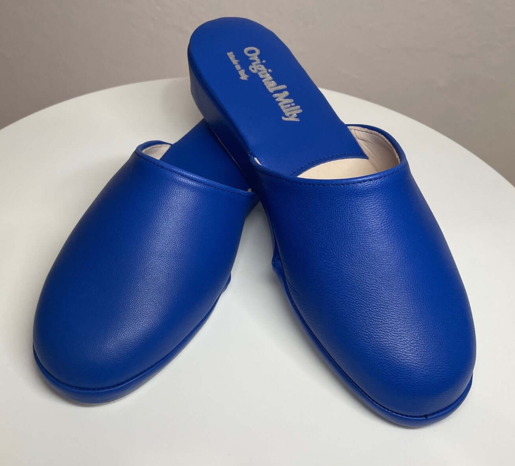 202 Nappa e Camoscio Blu suola Bufalo Ciabatte da camera Donna Original Milly Made in Italy