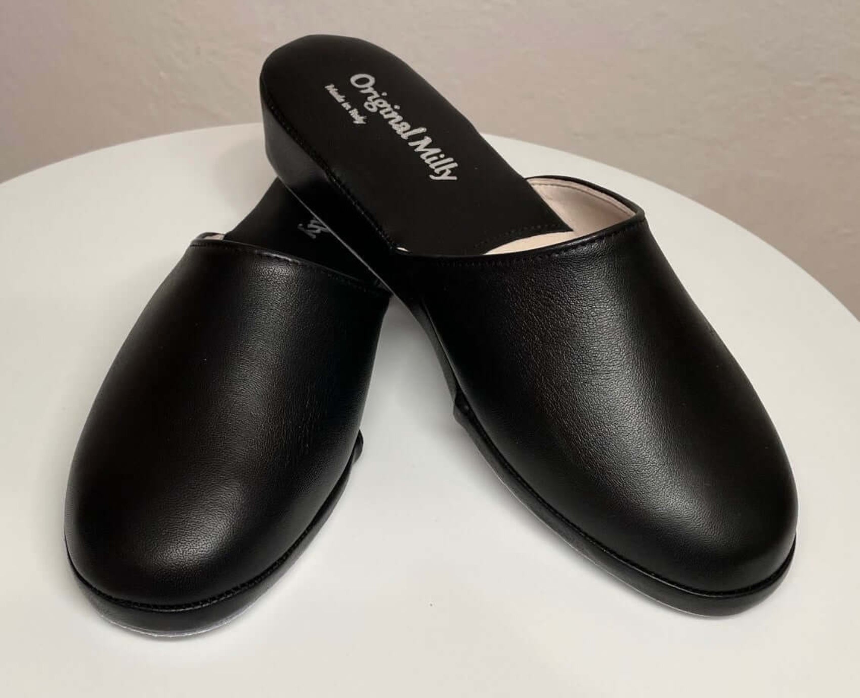 202 Nappa e Camoscio Nero suola Bufalo Ciabatte da camera Donna Original Milly Made in Italy
