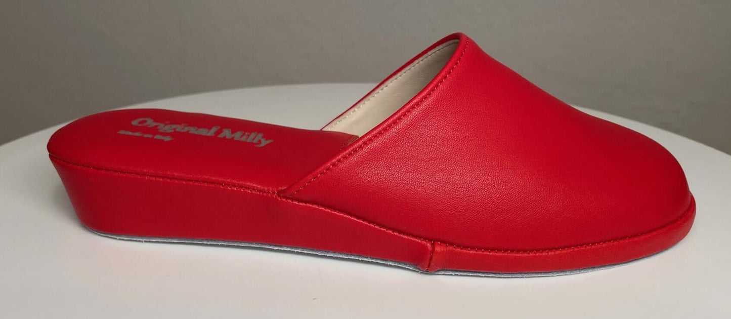 202 Nappa e Camoscio Rosso suola Bufalo Ciabatte da camera Donna Original Milly Made in Italy