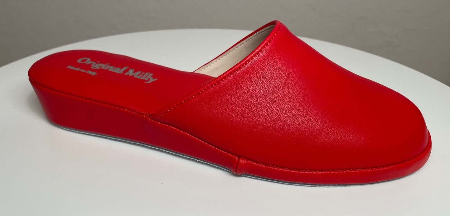 202 Nappa e Camoscio Rosso suola Bufalo Ciabatte da camera Donna Original Milly Made in Italy