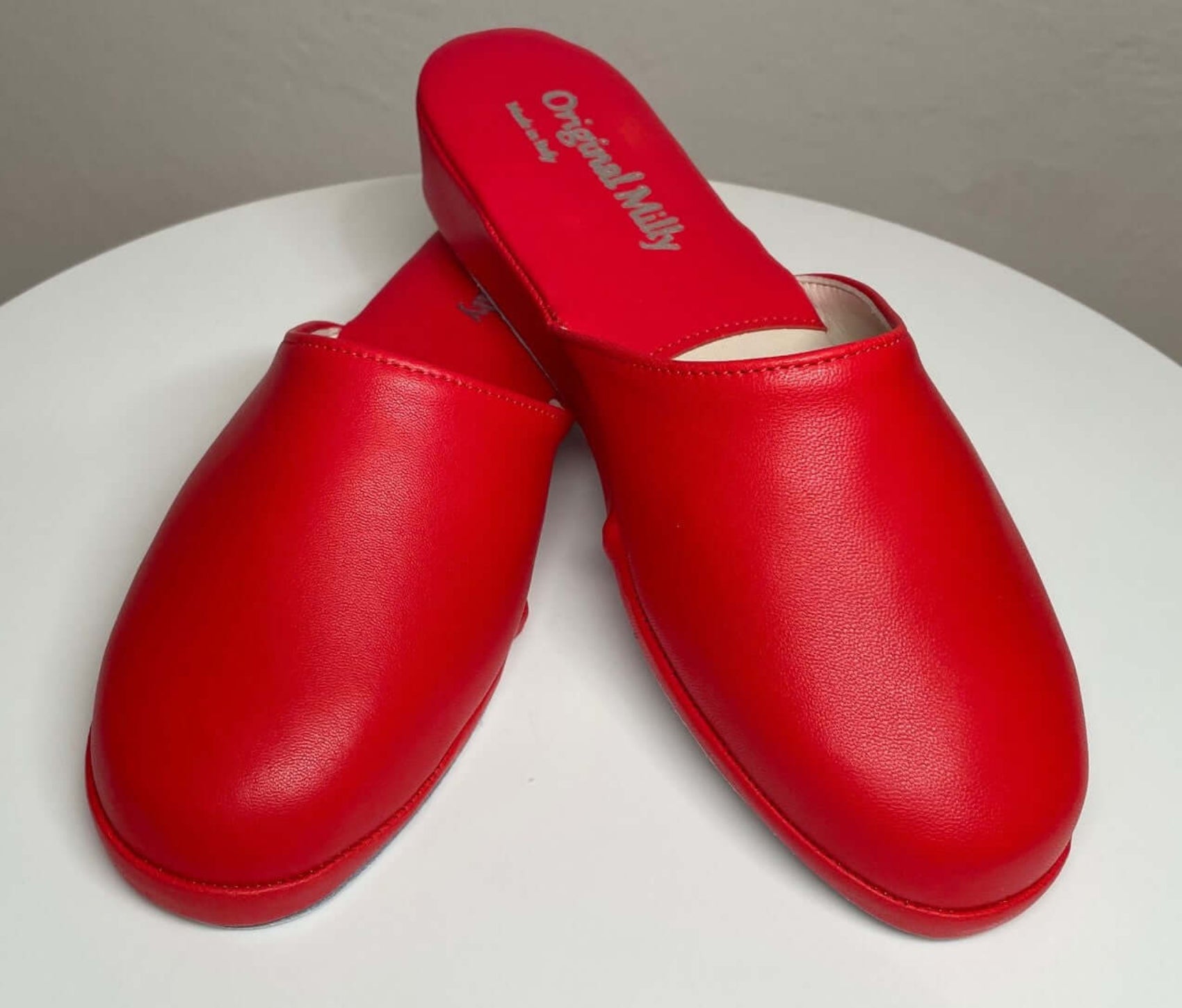 202 Nappa e Camoscio Rosso suola Bufalo Ciabatte da camera Donna Original Milly Made in Italy