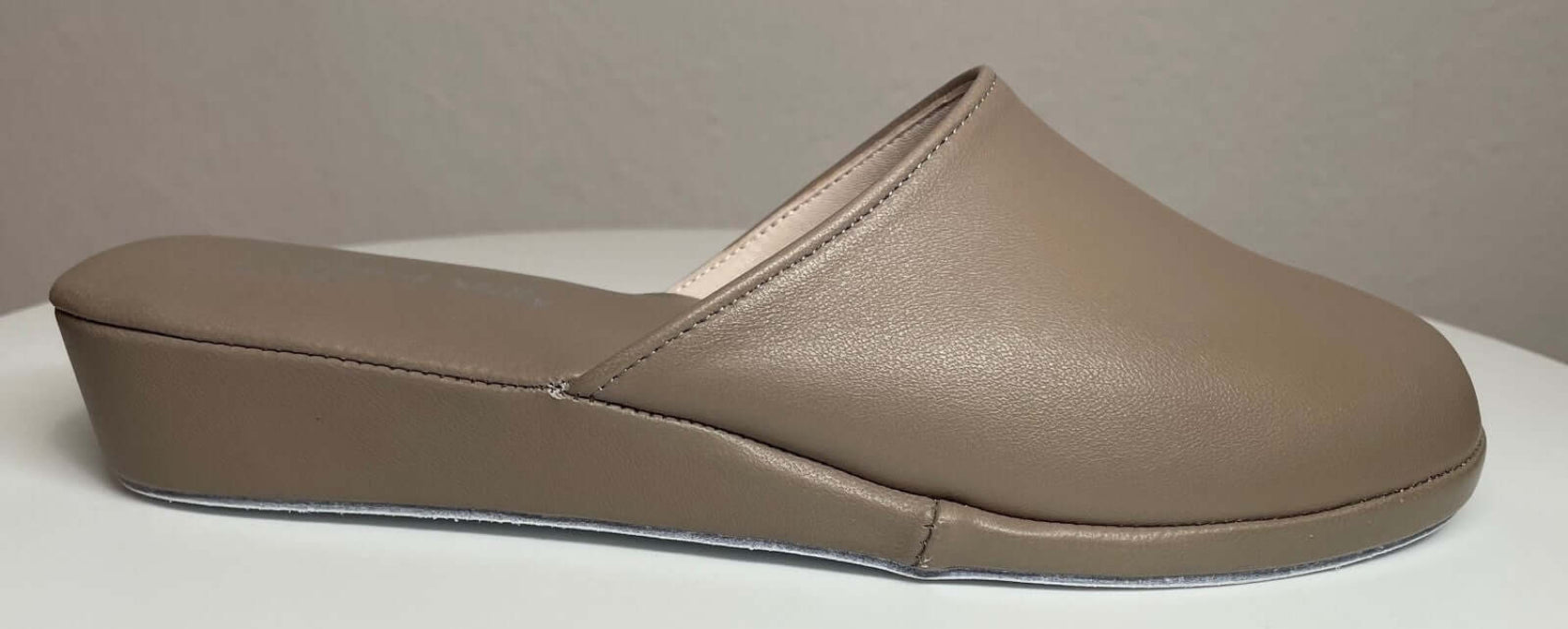 202 Nappa e Camoscio Taupe suola Bufalo Ciabatte da camera Donna Original Milly Made in Italy