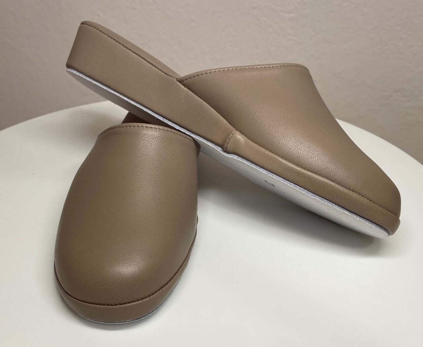 202 Nappa e Camoscio Taupe suola Bufalo Ciabatte da camera Donna Original Milly Made in Italy