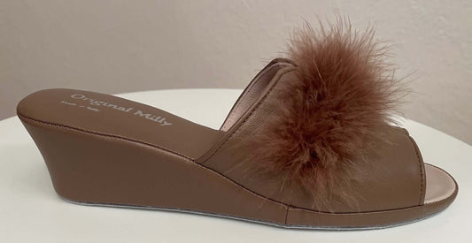 Original Milly 0301 Nappa Taupe (PelleTop) Ciabatta da camera Donna