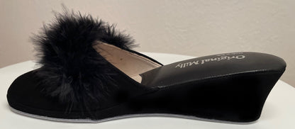 Original Milly 0030 Camoscio Nero (PelleTop) Ciabatta da camera Donna