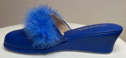 Original Milly 0300 Nappa Blu (PelleTop) Ciabatta da camera Donna