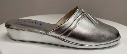 2200 Ecopelle Argento Suola Bufalo Ciabatte da camera Donna Original Milly Made in Italy
