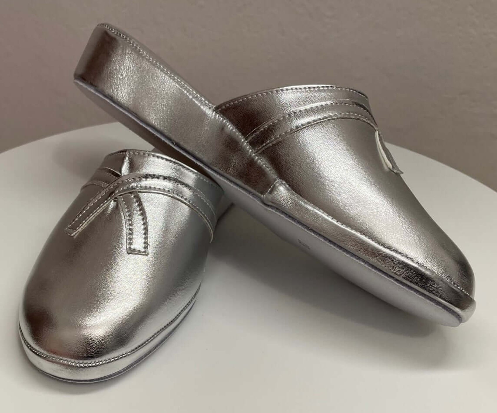 2200 Ecopelle Argento Suola Bufalo Ciabatte da camera Donna Original Milly Made in Italy