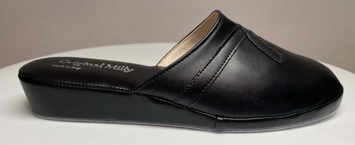 2200 Ecopelle Nero Suola Bufalo Ciabatte da camera Donna Original Milly Made in Italy
