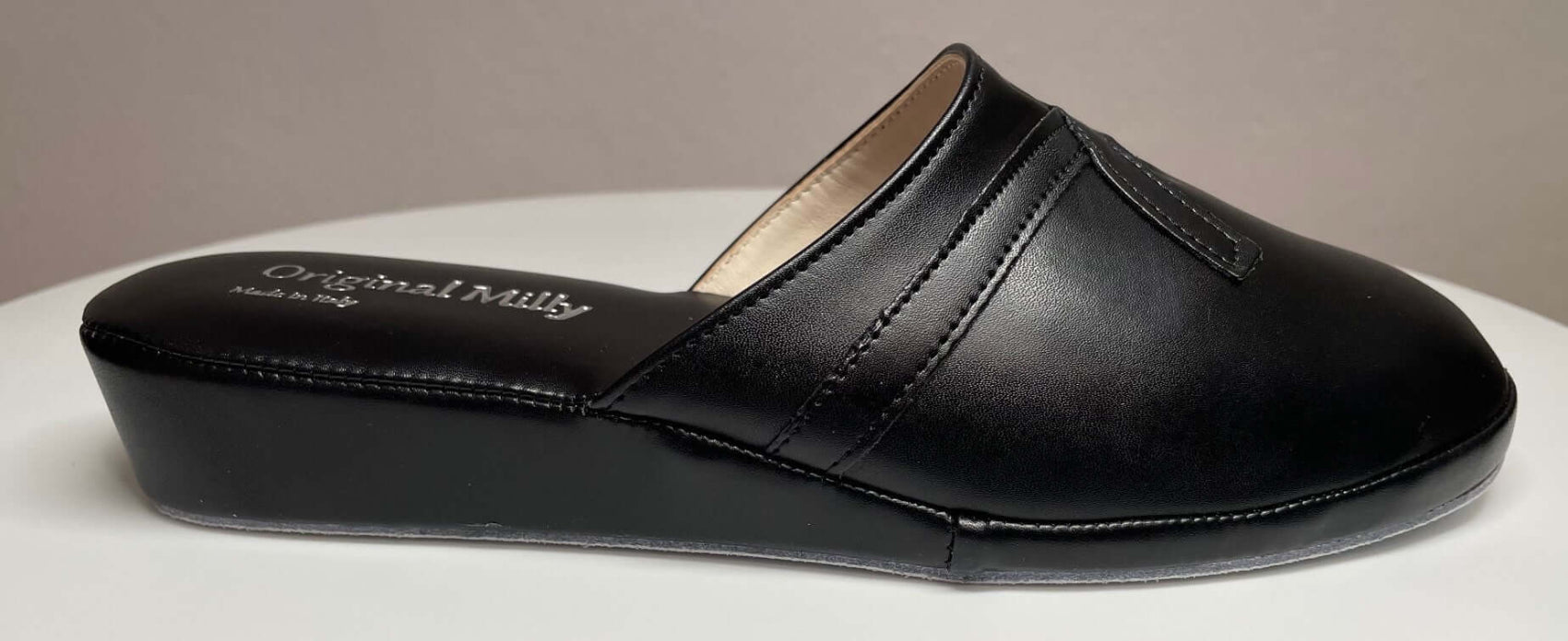 2200 Ecopelle Nero Suola Bufalo Ciabatte da camera Donna Original Milly Made in Italy