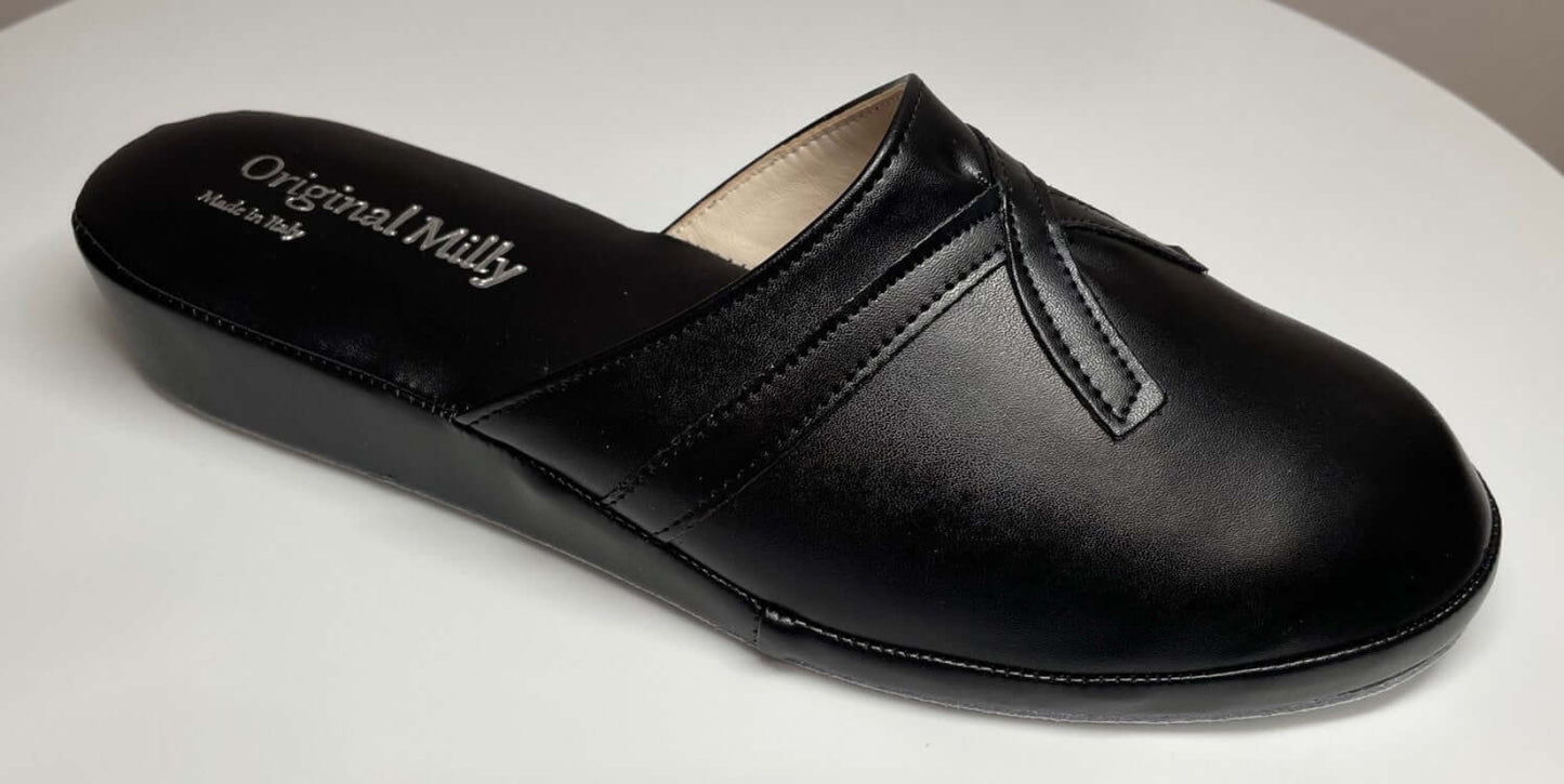 2200 Ecopelle Nero Suola Bufalo Ciabatte da camera Donna Original Milly Made in Italy