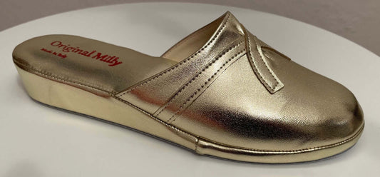 2200 Ecopelle Oro Suola Bufalo Ciabatte da camera Donna Original Milly Made in Italy