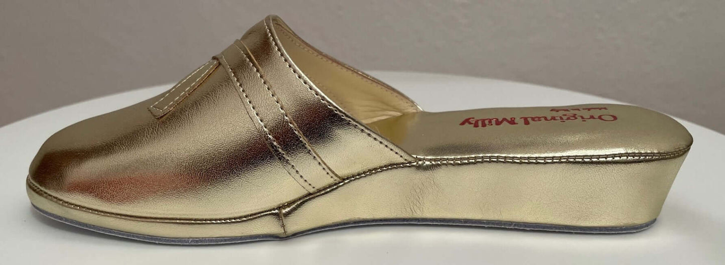 2200 Ecopelle Oro Suola Bufalo Ciabatte da camera Donna Original Milly Made in Italy