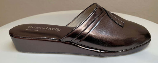 2200 Ecopelle Piombo Suola Bufalo Ciabatte da camera Donna Original Milly Made in Italy