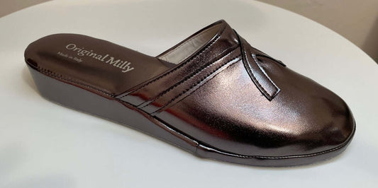 2200 Ecopelle Piombo Suola Bufalo Ciabatte da camera Donna Original Milly Made in Italy