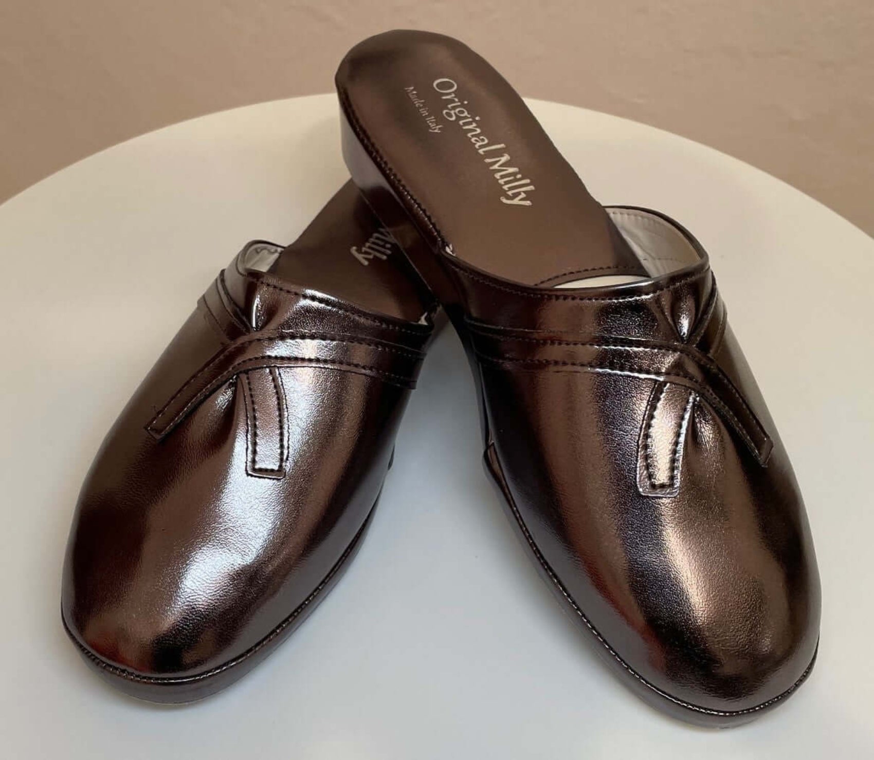 2200 Ecopelle Piombo Suola Bufalo Ciabatte da camera Donna Original Milly Made in Italy