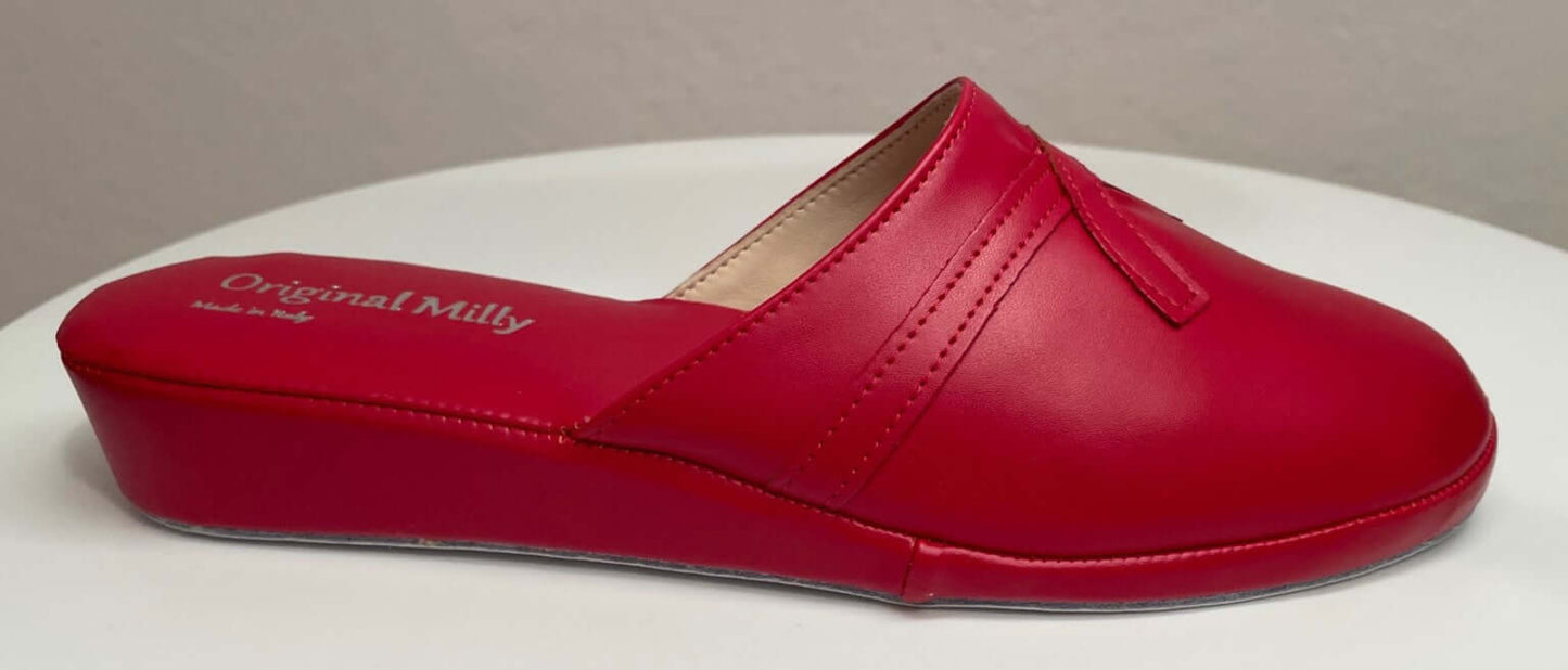 2200 Ecopelle Rosso Suola Bufalo Ciabatte da camera Donna Original Milly Made in Italy