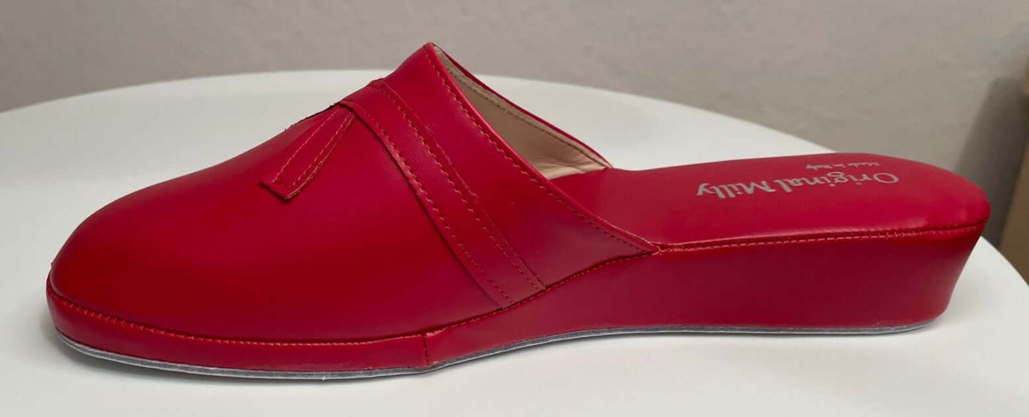2200 Ecopelle Rosso Suola Bufalo Ciabatte da camera Donna Original Milly Made in Italy