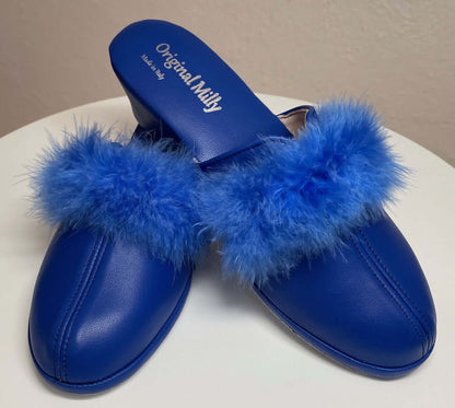Original Milly 0300 Nappa Blu (PelleTop) Ciabatta da camera Donna