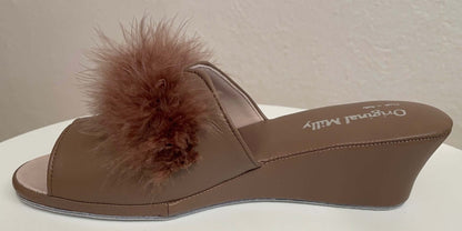 Original Milly 0301 Nappa Taupe (PelleTop) Ciabatta da camera Donna