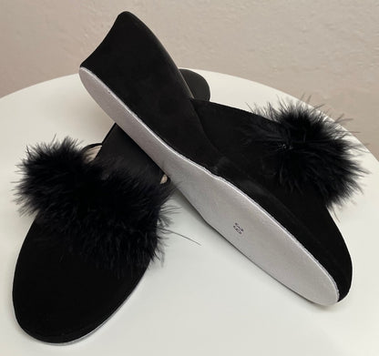 Original Milly 0030 Camoscio Nero (PelleTop) Ciabatta da camera Donna