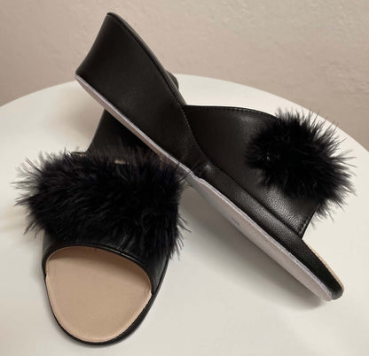 Original Milly 0102 Nappa Nero (PelleTop) Ciabatta da camera Donna