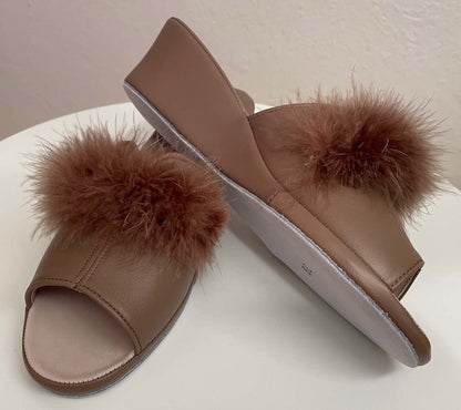 Original Milly 0301 Nappa Taupe (PelleTop) Ciabatta da camera Donna