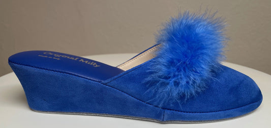 Original Milly 0030 Camoscio Blu (PelleTop) Ciabatta da camera Donna
