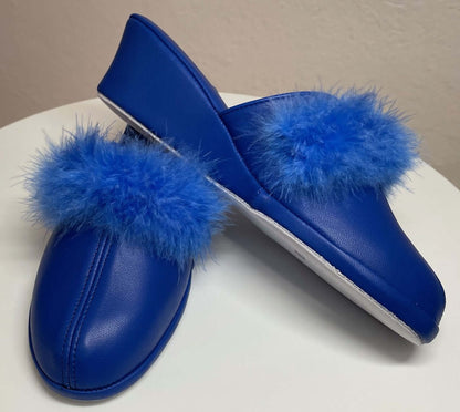 Original Milly 0300 Nappa Blu (PelleTop) Ciabatta da camera Donna