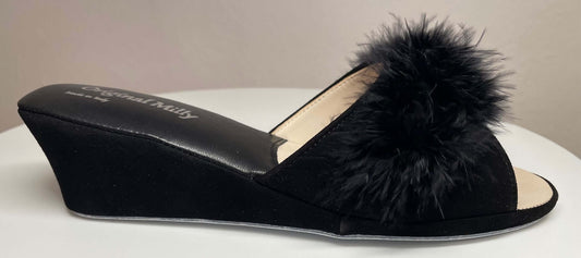 Original Milly 0029 Camoscio Nero (PelleTop) Ciabatta da camera Donna
