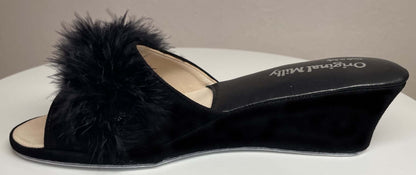 Original Milly 0029 Camoscio Nero (PelleTop) Ciabatta da camera Donna