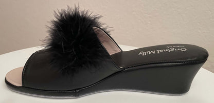 Original Milly 0301 Nappa Nero (PelleTop) Ciabatta da camera Donna