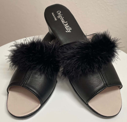 Original Milly 0301 Nappa Nero (PelleTop) Ciabatta da camera Donna