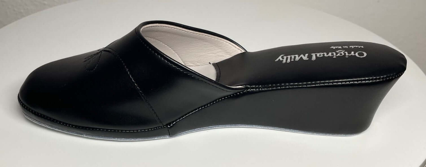 3000 Ecopelle Nero Suola Bufalo Ciabatte da camera Donna Original Milly Made in Italy