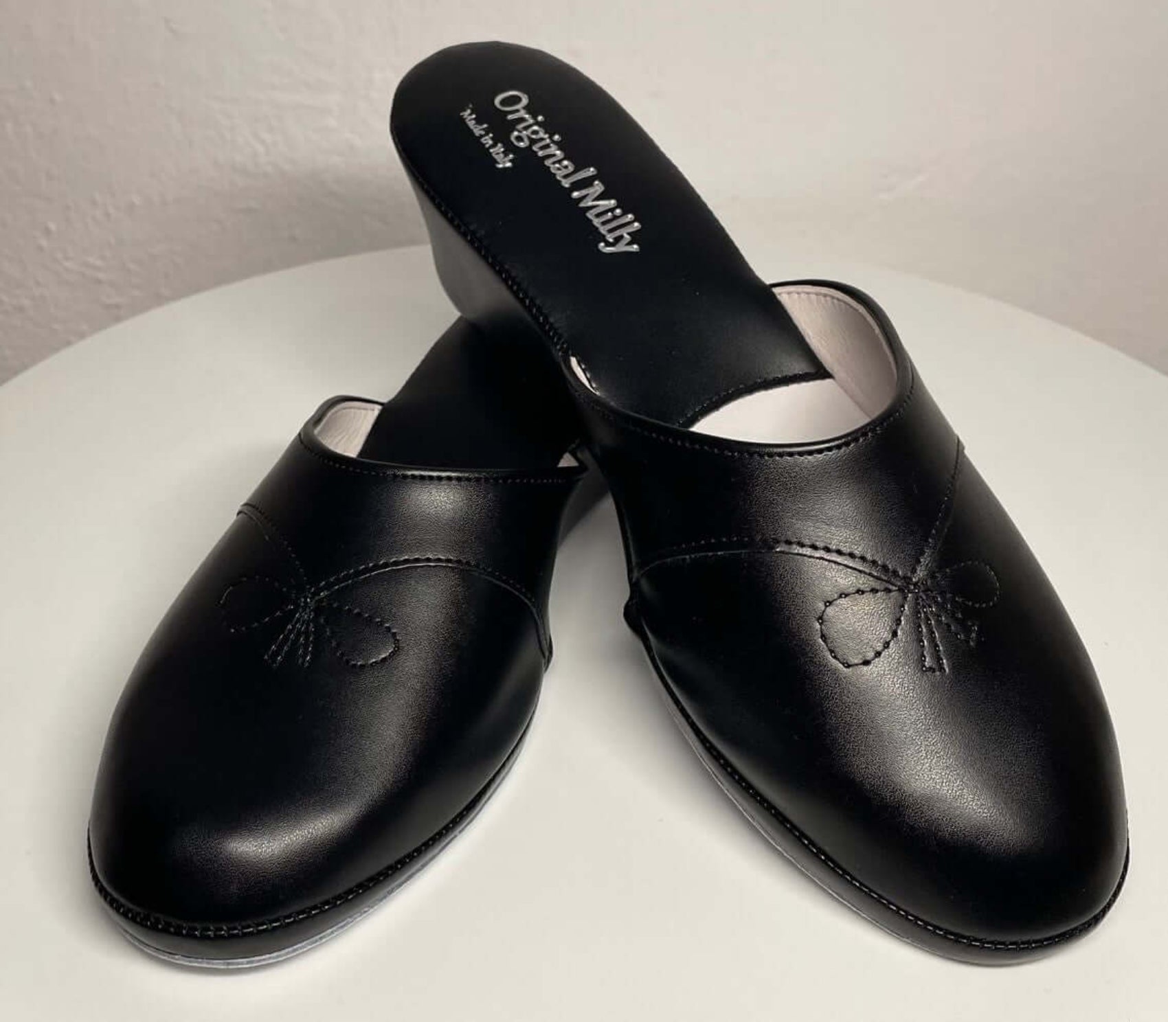 3000 Ecopelle Nero Suola Bufalo Ciabatte da camera Donna Original Milly Made in Italy