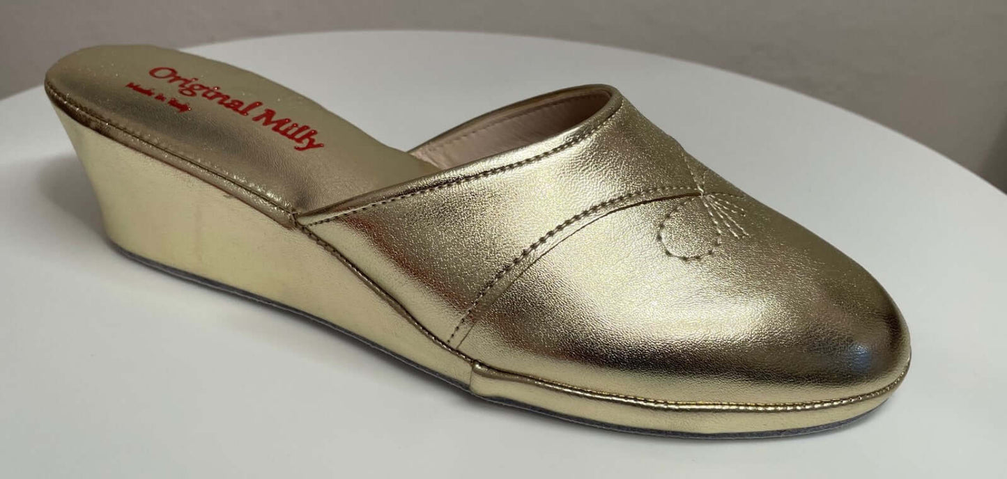 3000 Ecopelle Oro Suola Bufalo Ciabatte da camera Donna Original Milly Made in Italy