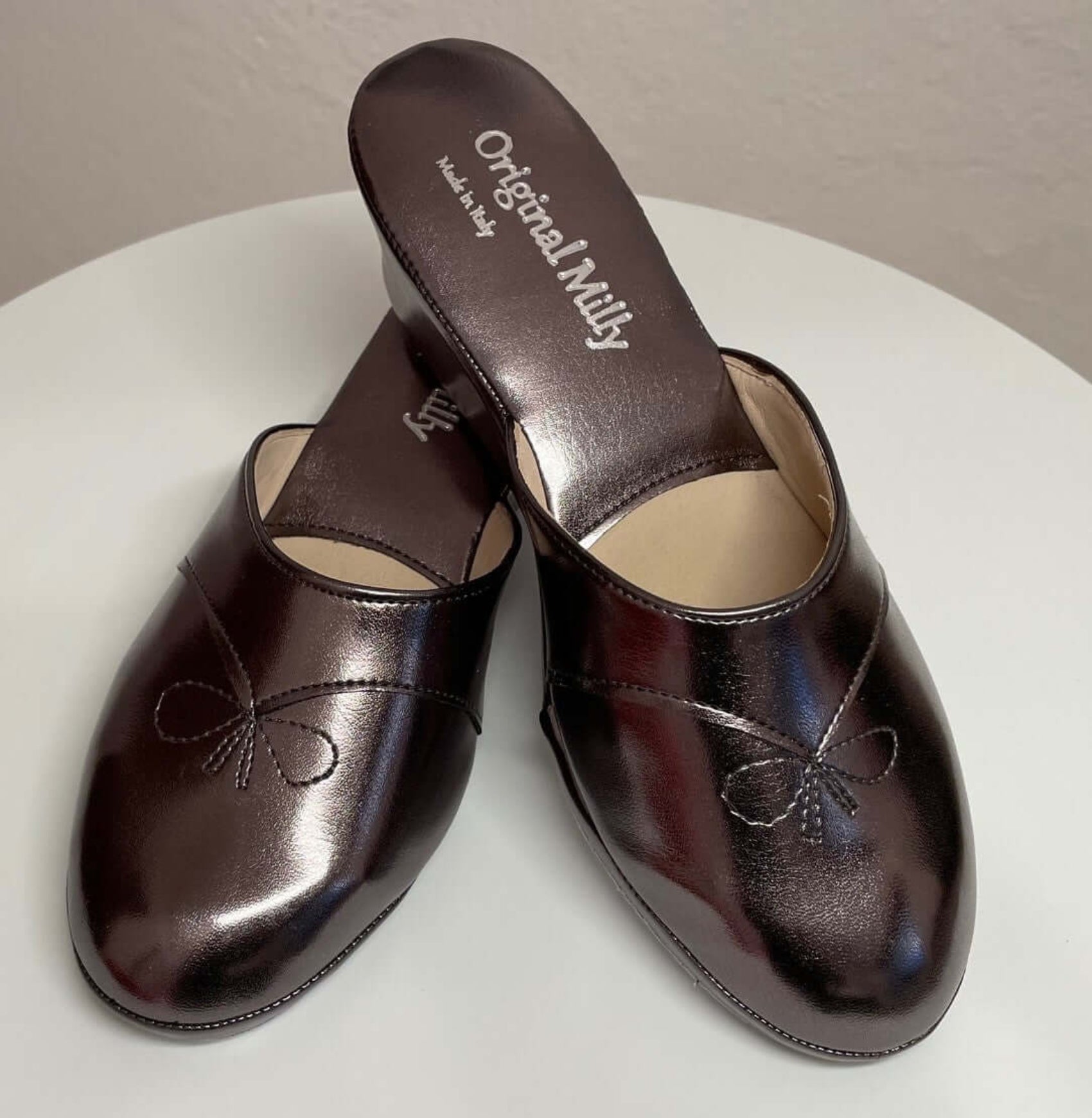 3000 Ecopelle Piombo Suola Bufalo Ciabatte da camera Donna Original Milly Made in Italy