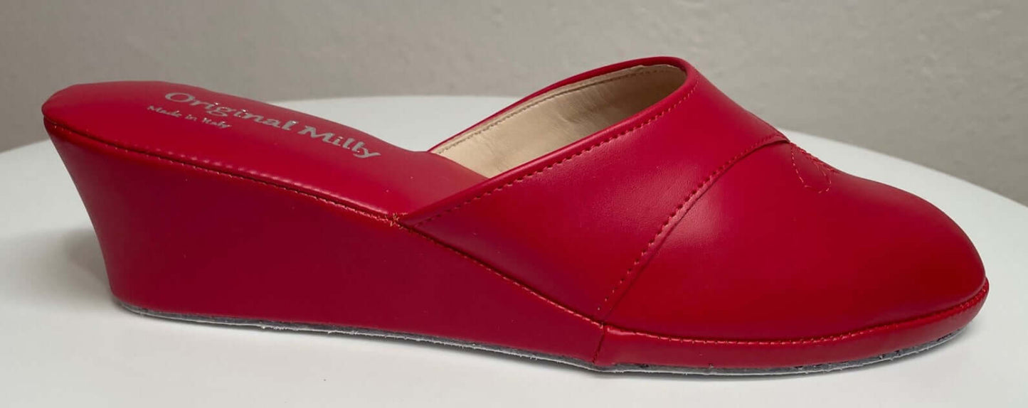 3000 Ecopelle Rosso Suola Bufalo Ciabatte da camera Donna Original Milly Made in Italy