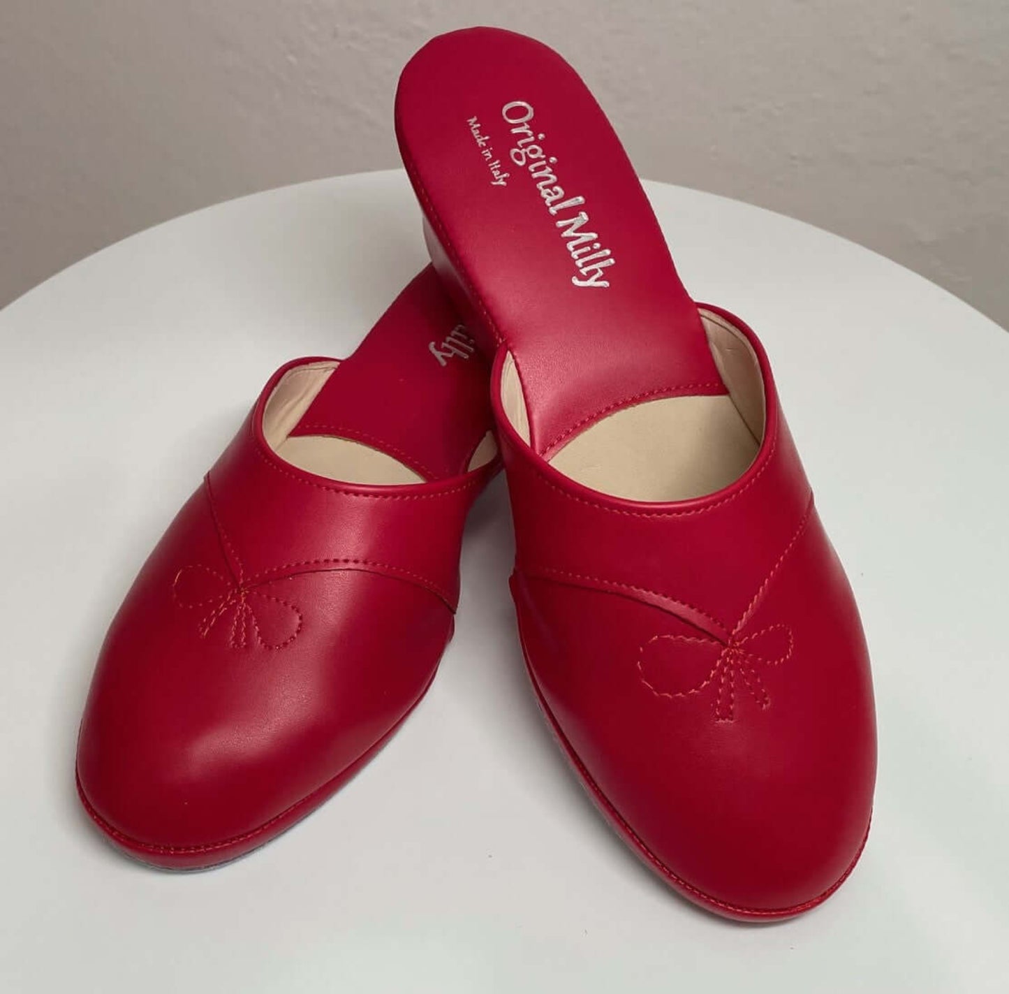 3000 Ecopelle Rosso Suola Bufalo Ciabatte da camera Donna Original Milly Made in Italy