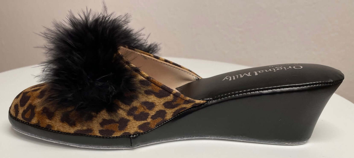 300 Ecopelle Animal con piuma suola Bufalo Ciabatte da camera Donna Original Milly Made in Italy