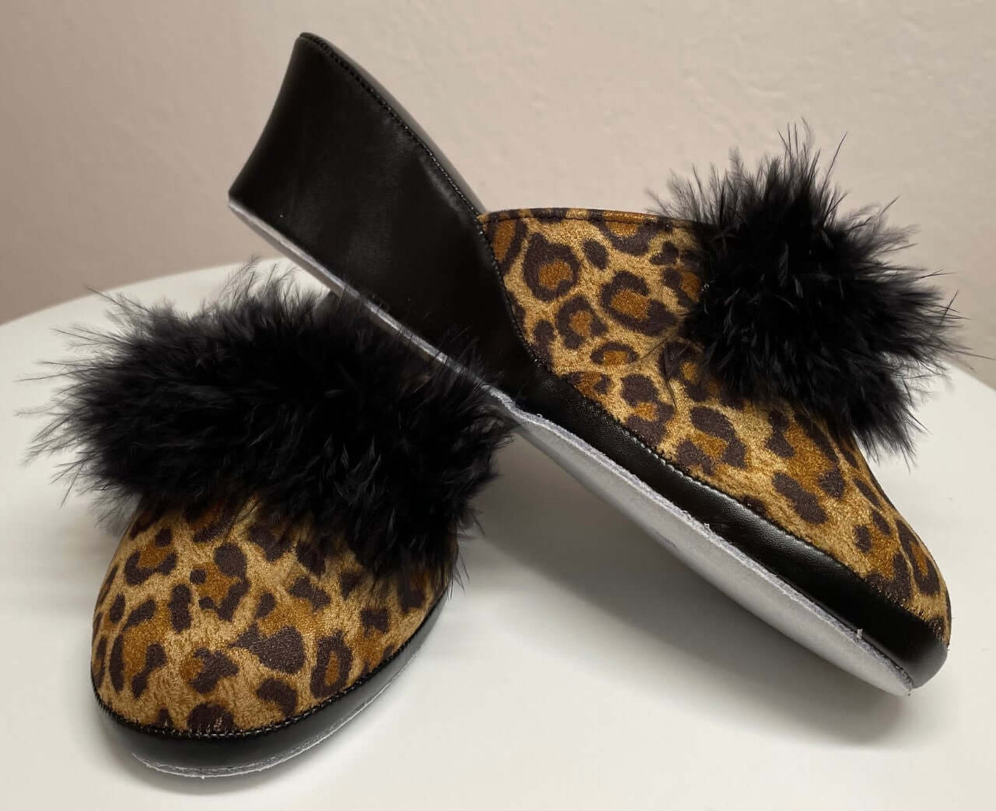 300 Ecopelle Animal con piuma suola Bufalo Ciabatte da camera Donna Original Milly Made in Italy