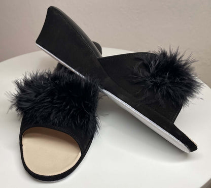 Original Milly 0029 Camoscio Nero (PelleTop) Ciabatta da camera Donna