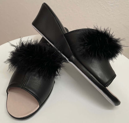 Original Milly 0301 Nappa Nero (PelleTop) Ciabatta da camera Donna