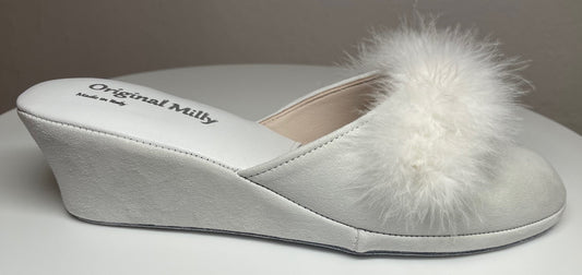Original Milly 0030 Camoscio Bianco (PelleTop) Ciabatta da camera Donna