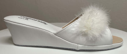 Original Milly 0102 Nappa Bianco (PelleTop) Ciabatta da camera Donna