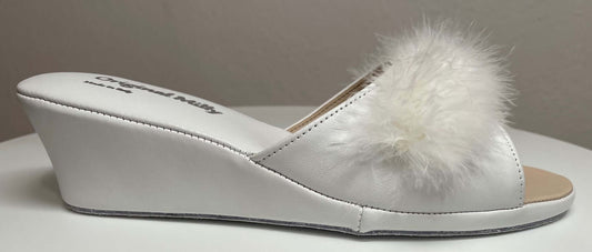 Original Milly 0102 Nappa Bianco (PelleTop) Ciabatta da camera Donna