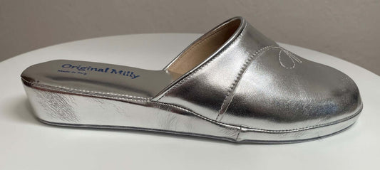 3200 Ecopelle Argento Suola Bufalo Ciabatte da camera Donna Original Milly Made in Italy