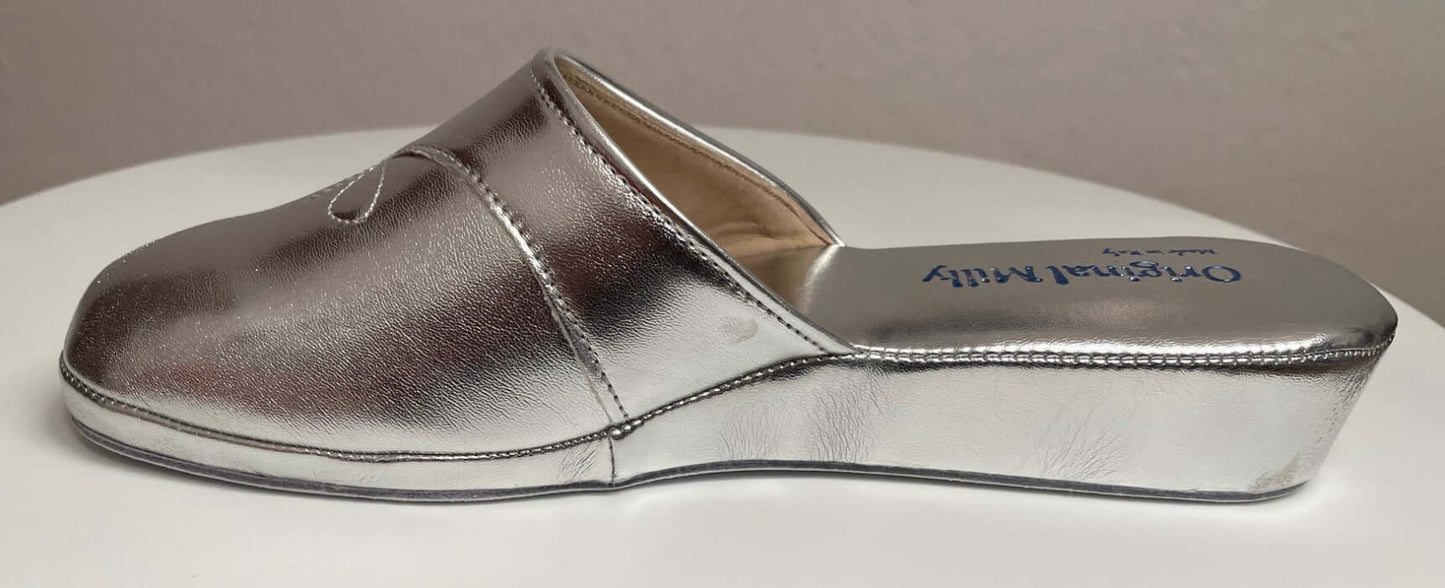 3200 Ecopelle Argento Suola Bufalo Ciabatte da camera Donna Original Milly Made in Italy