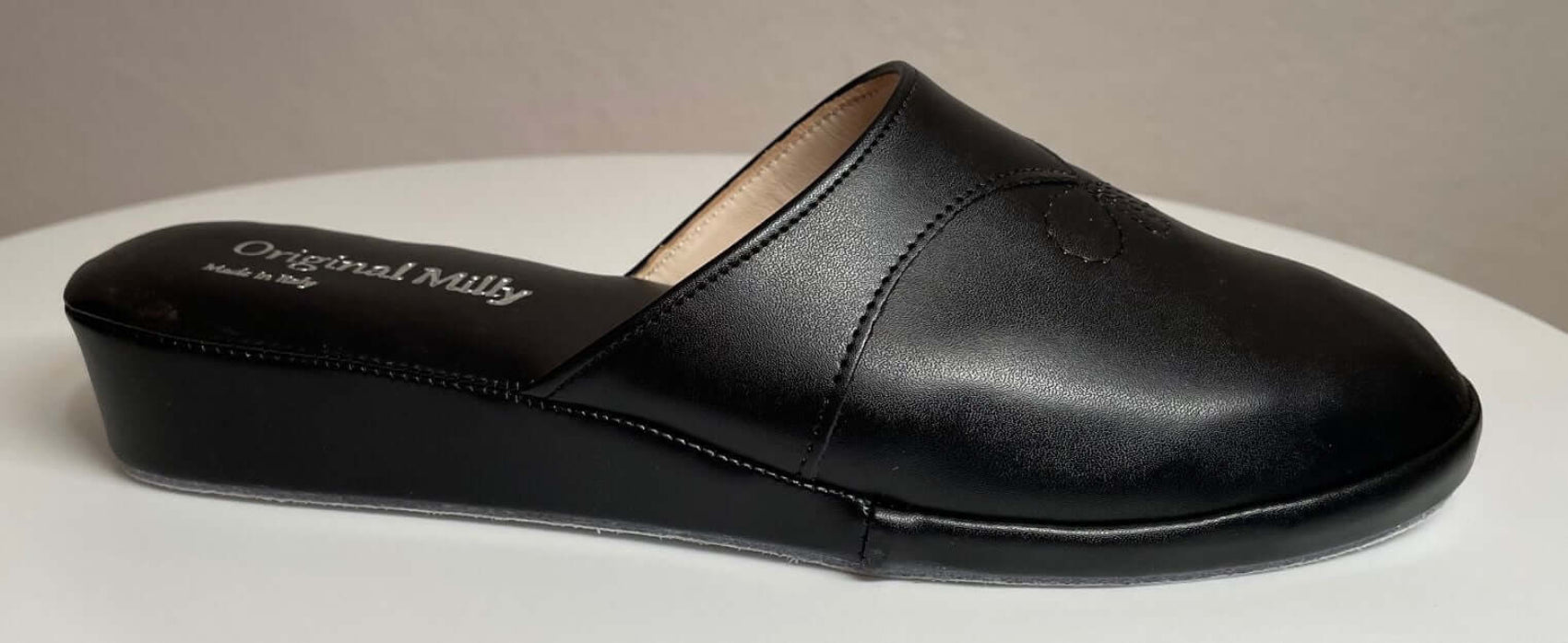 3200 Ecopelle Nero Suola Bufalo Ciabatte da camera Donna Original Milly Made in Italy